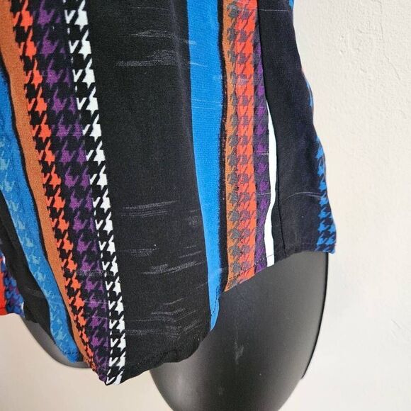 Trina Turk Silk Striped Houndstooth Tank Top - Picture 5 of 9